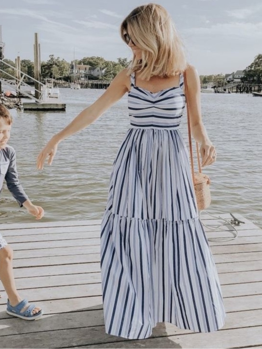 J. Crew Shirting Stripe Tiered Maxi Dress 6